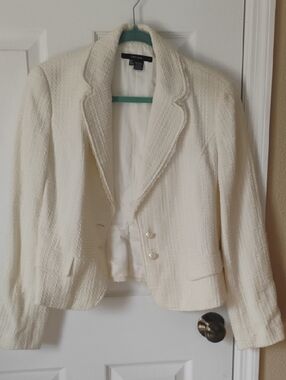 Zara Cotton Blazer Size large With Pearl Buttons Callouts